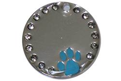 ACTIE! Kristal rond met pootje 30mm OP=OP     ID-penning - Hondenpenning - Kattenpenning