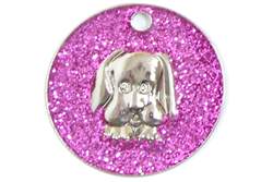 ACTIE! Penning glitter hond 25mm     ID-penning - Hondenpenning - Kattenpenning