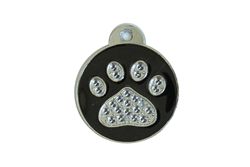 ACTIE! Rond - poot kristallook 25 mm op=op     ID-penning - Hondenpenning - Kattenpenning